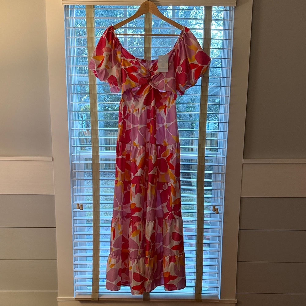 Sunday Up BoutiquePink and Orange Off-Shoulder Maxi Dress NWT medium